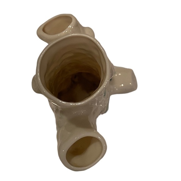 Vintage Belleek Ireland Porcelain Shamrock Triple Trunk Tree Shape Bud Vase - Picture 7 of 13